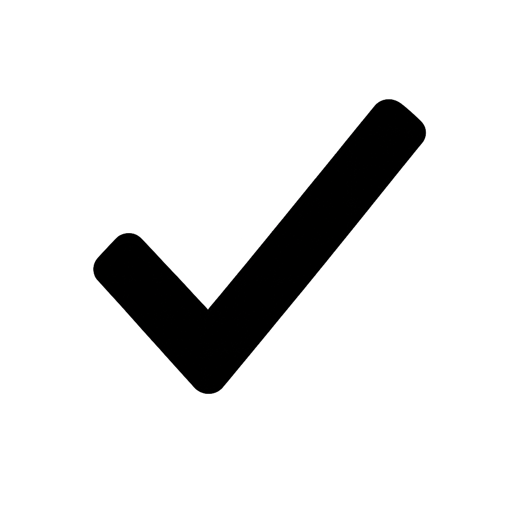 black icon style check mark with no background