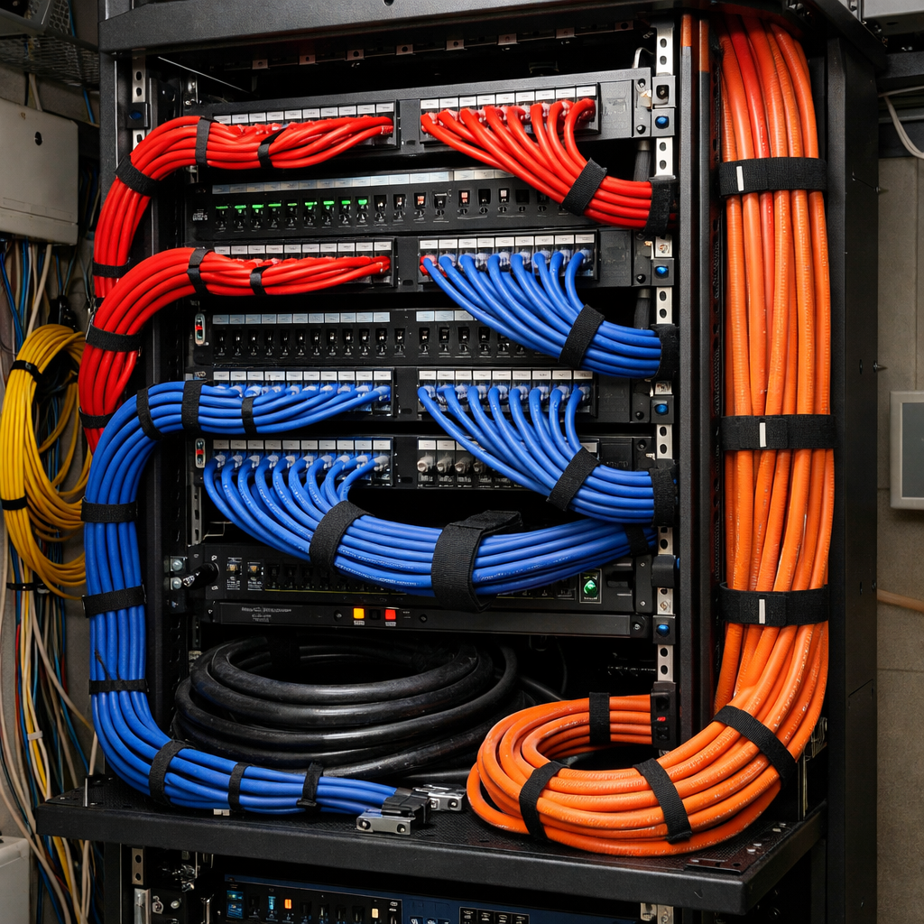 can you show the cable in a idf or mdf or closet-1